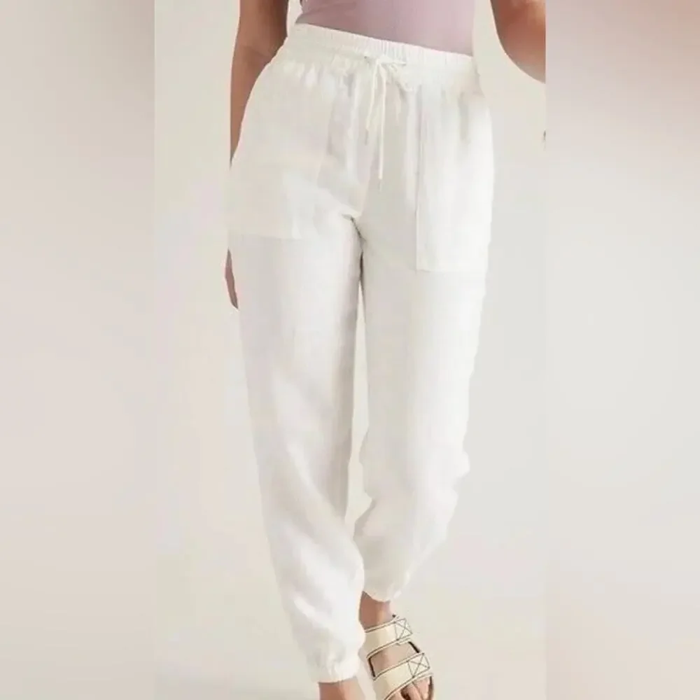 NWT Athleta White Linen Joggers Size 22 T6